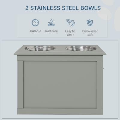 Show full view: AOSTIRMOTOR Elevated Dog Bowl Feeding Station, Grey, 2-cup slide 3 of 9