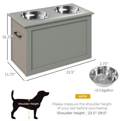 Show full view: AOSTIRMOTOR Elevated Dog Bowl Feeding Station, Grey, 2-cup slide 2 of 9