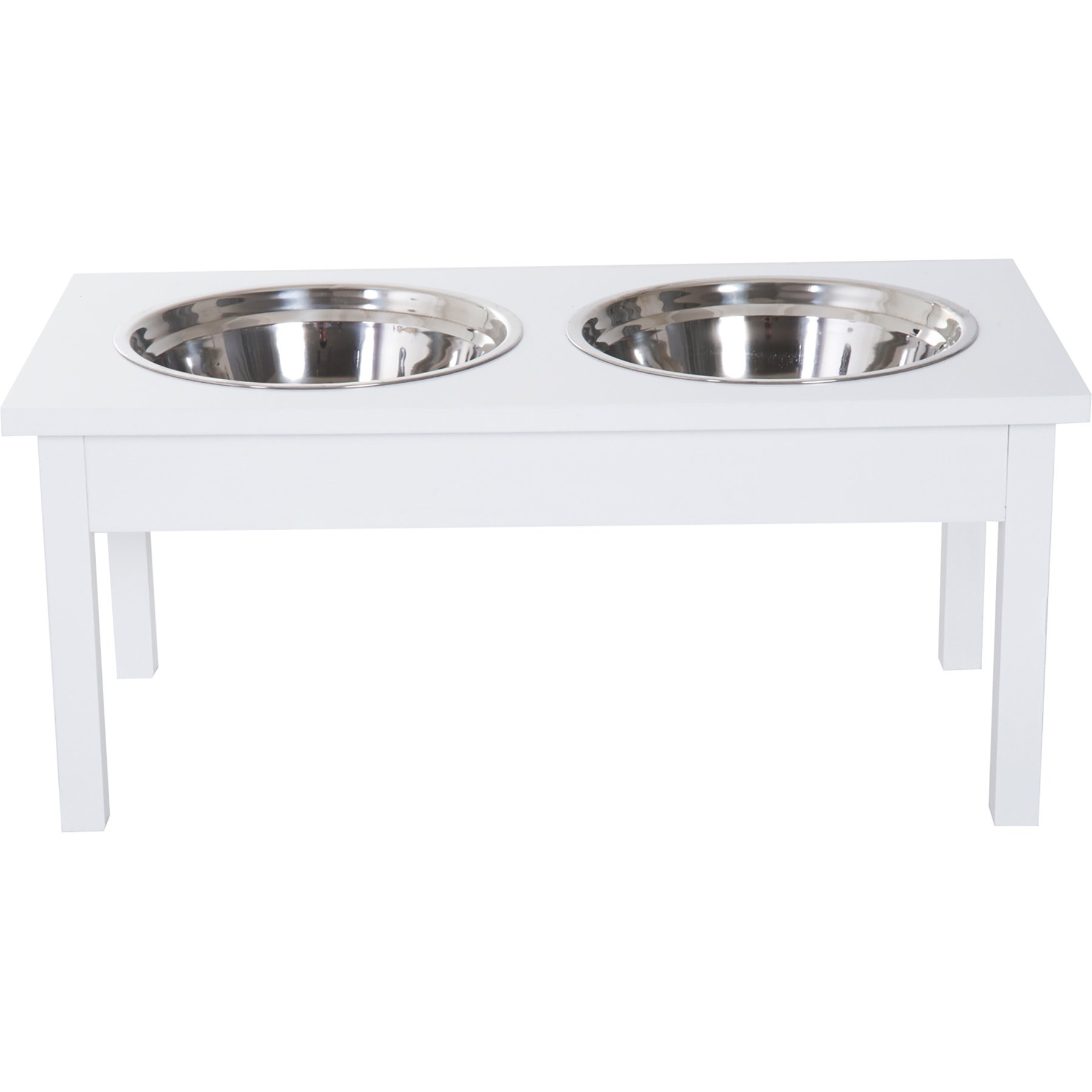 Zeus & Ruta Food Storage Wooden Dog Feeder Stand, Medium, White