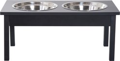 jansno Elevated Feeding Station with 2 Removable Stainless Steel Dog Bowls, Black, 7-L