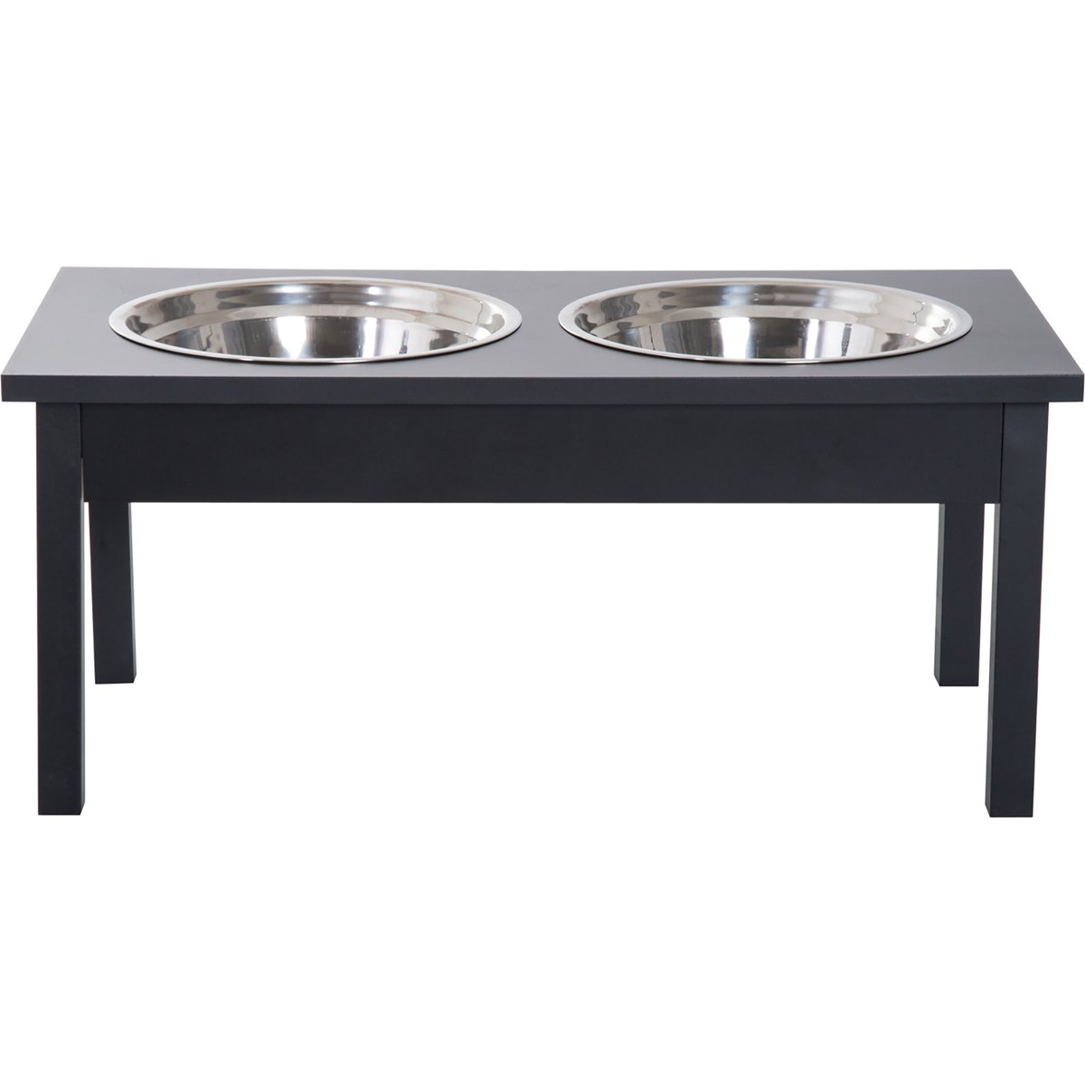 jansno Elevated Feeding Station with 2 Removable Stainless Steel Dog Bowls, Black, 7-L