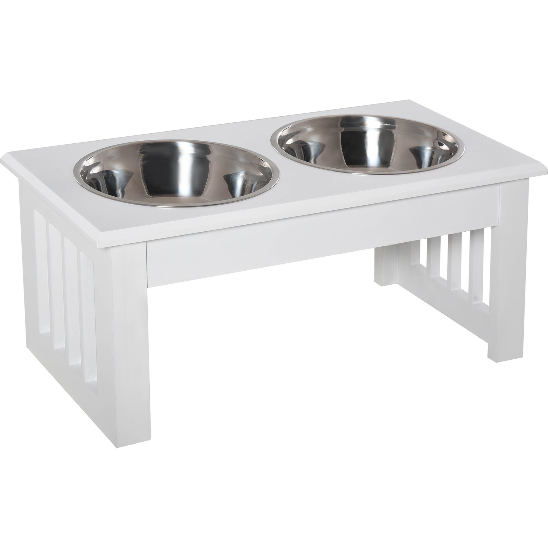 jansno Dog Feeding Station with Elevated Dog Bowls, White, 7-L