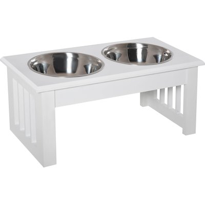 jansno jansno Dog Feeding Station with Elevated Dog Bowls, White, 7-L