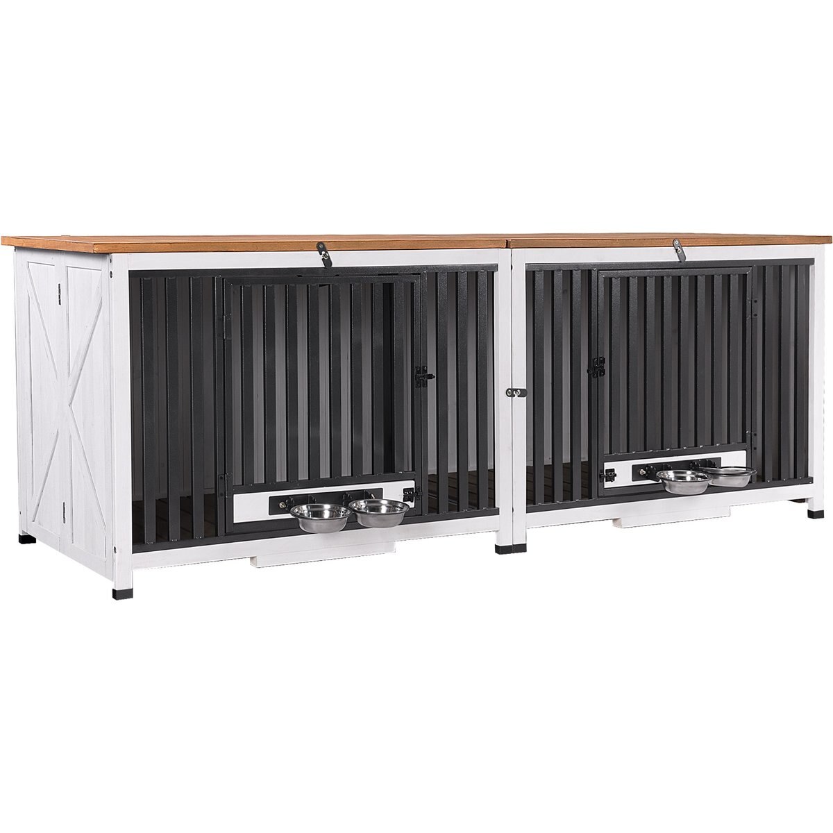 Aivituvin AIR100 Folding Wooden Dog Crate, White, Large
