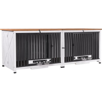 Aivituvin Aivituvin AIR100 Folding Wooden Dog Crate, White, Large