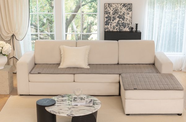 Show full view: Allisandro Washable & Waterproof Anti-Slip Velvet Dog Couch Cover, Light Grey, 24 x 56-in slide 9 of 9