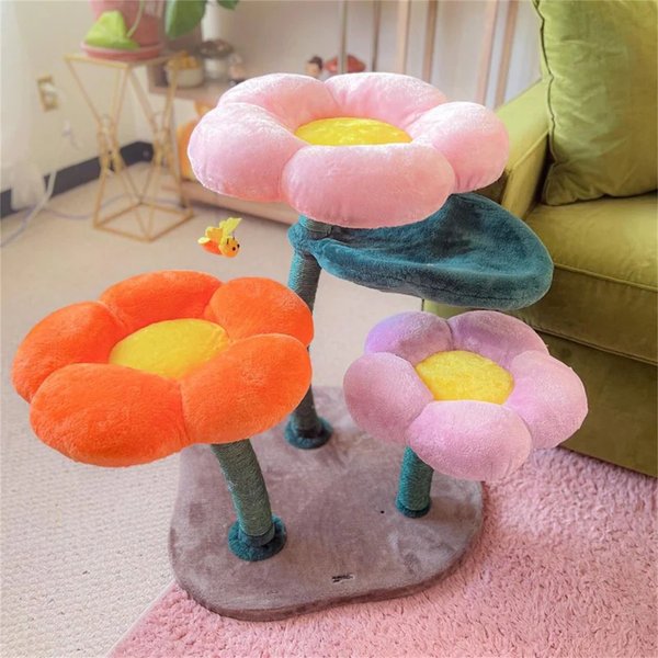 Happy & Polly Bloomy Flower 24-in Plush Cat Tree, Large