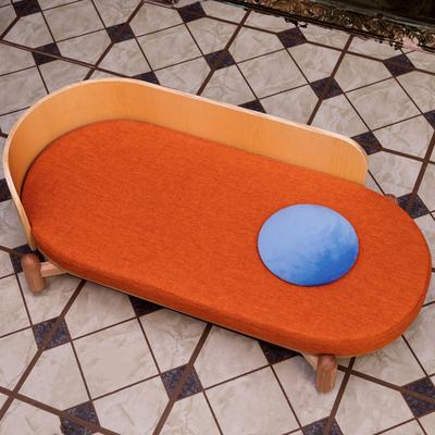 Show full view: Happy & Polly Wooden Sunset Elevated Dog & Cat Couch Bed with Removable Cover, Orange, Large slide 4 of 11
