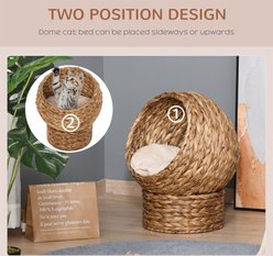 jansno Handwoven Elevated Egg Chair Shape Cat Bed with Soft Cushion, Brown slide 2 of 6