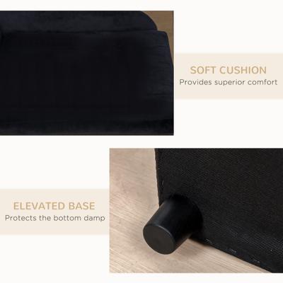 Show full view: Bencmate Sofa with Tufted Cushion & Under-Seat Storage Dog Bed, Black slide 6 of 7