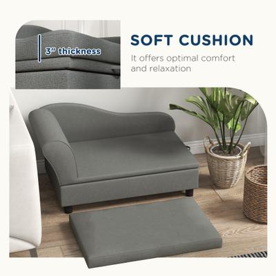 Show full view: Bencmate Sofa with Tufted Cushion & Under-Seat Storage Dog Bed, Grey slide 2 of 7