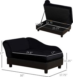 Bencmate Sofa with Tufted Cushion & Under-Seat Storage Dog Bed, Black slide 2 of 7