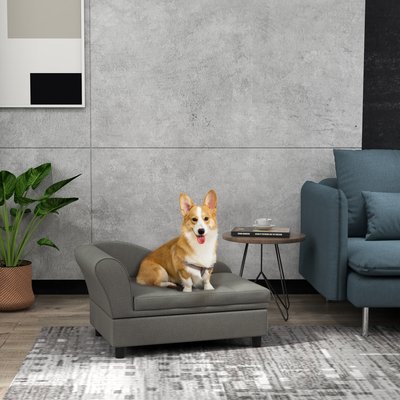 Zeus & Ruta Zeus & Ruta Elevated Dog Bed with Hidden Storage, Gray, 30 x 17.75 x 16.25-in