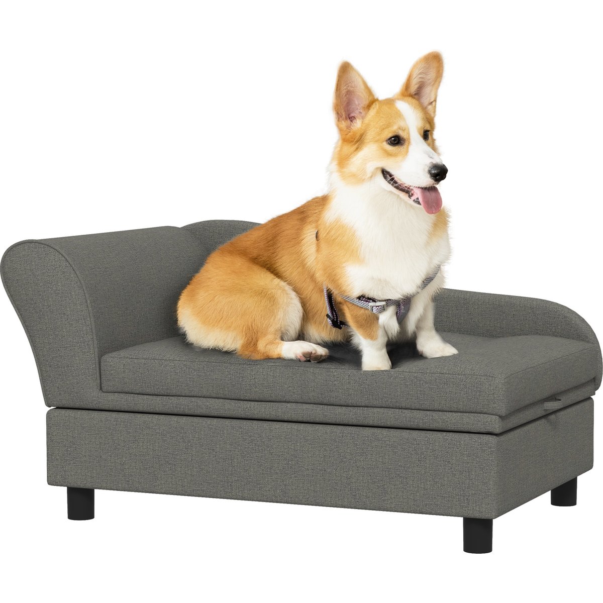 jansno Elevated Soft Tufted Cushion Dog Bed with Hidden Storage, Gray