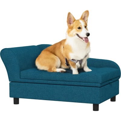 jansno jansno Soft Tufted Cushion Elevated Dog Bed with Hidden Storage, Dark Blue