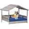 Show in main carousel: Zeus & Ruta Wicker Pet House with Canopy Outdoor Dog Bed, Cream/Blue, 38.5 x 27.25 x 27.5-in slide 2 of 7