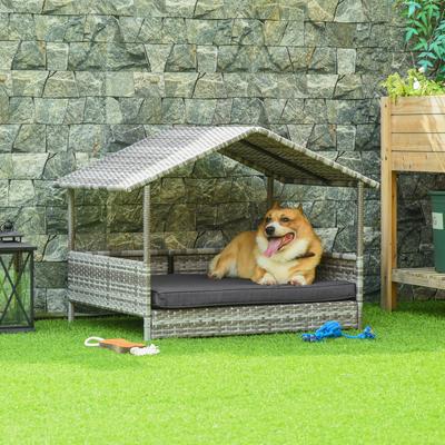 Show full view: Zeus & Ruta Wicker Outdoor Dog Bed, Black/Blue, 100 x 51.2 x 18.9-in slide 3 of 5