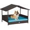 Show in main carousel: jansno WickerIndoor & Outdoor ElevatedRaisedRattanDogBed withBlueRemovableCushion, Brown slide 3 of 4