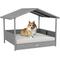 Show in main carousel: jansno Wicker Cream White Cushion Elevated Dog Bed with Canopy, Gray slide 4 of 8