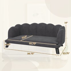 Zeus & Ruta Velvet Couch Dog Bed, Charcoal Gray slide 2 of 7