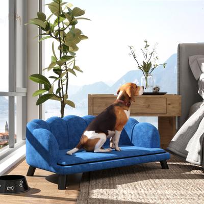 Show full view: jansno Velvet Pearl Design Dog Bed, Dark Blue slide 4 of 8