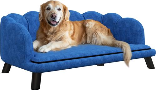 Show full view: jansno Velvet Pearl Design Dog Bed, Dark Blue slide 3 of 8