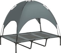 Bencmate Elevated Portable Cot Indoor/Outdoor Dog Bed with UV Canopy Shade, Grey, 48 x 36.25 x 42.5-in