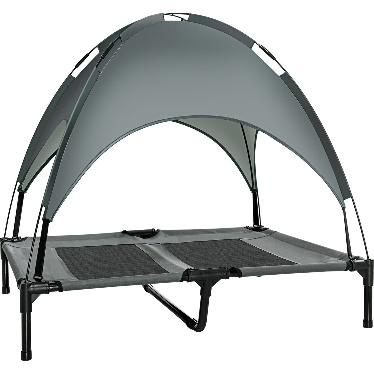 Bencmate Elevated Portable Cot Indoor/Outdoor Dog Bed with UV Canopy Shade, Grey, 36.25 x 30 x 35.5-in