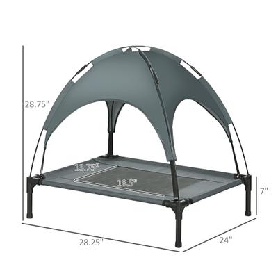 Show full view: Bencmate Elevated Portable Cot Indoor/Outdoor Dog Bed with UV Canopy Shade, Grey, 30 x 24 x 28.75-in slide 7 of 8