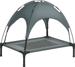 Bencmate Elevated Portable Cot Indoor/Outdoor Dog Bed with UV Canopy Shade, Grey, 30 x 24 x 28.75-in