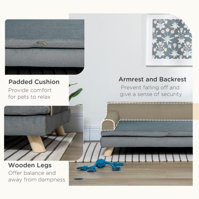 Show full view: Zeus & Ruta Elevated Couch Dog Bed with Washable Cover, Gray slide 3 of 7