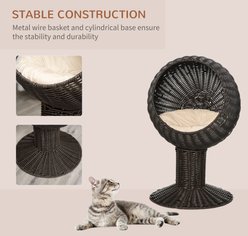 jansno Rattan Wicker Elevated Steel Cat Scratch House with Cushion, Brown slide 2 of 5
