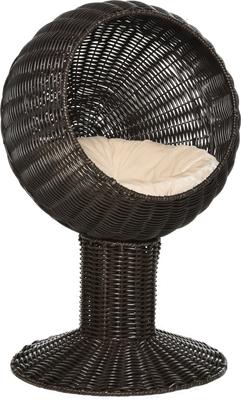 Show full view: jansno Rattan Wicker Elevated Steel Cat Scratch House with Cushion, Brown slide 5 of 6