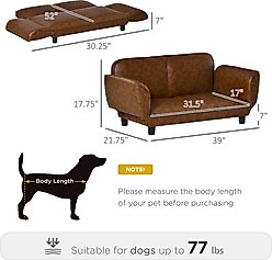 Zeus & Ruta Leather Foldable Sofa Dog Bed, Brown slide 2 of 7