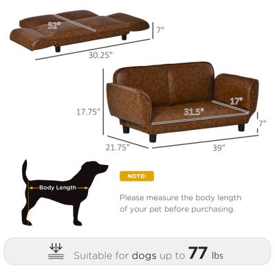 Show full view: Zeus & Ruta Leather Foldable Sofa Dog Bed, Brown slide 7 of 7