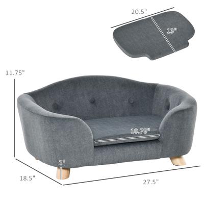 Show full view: jansno Dog Sofa Bed with Washable & Removable Cushion, Gray slide 4 of 6