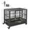 Show in main carousel: jansno Heavy Duty Double Door Metal Dog Crate & Kennel with Lockable Wheels & Removable Tray, Gray, 36 inch slide 7 of 8