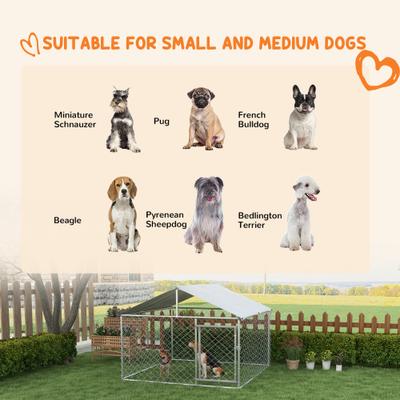 Show full view: jansno Heavy Duty Galvanized Chain Link Dog Kennel, Silver slide 7 of 8
