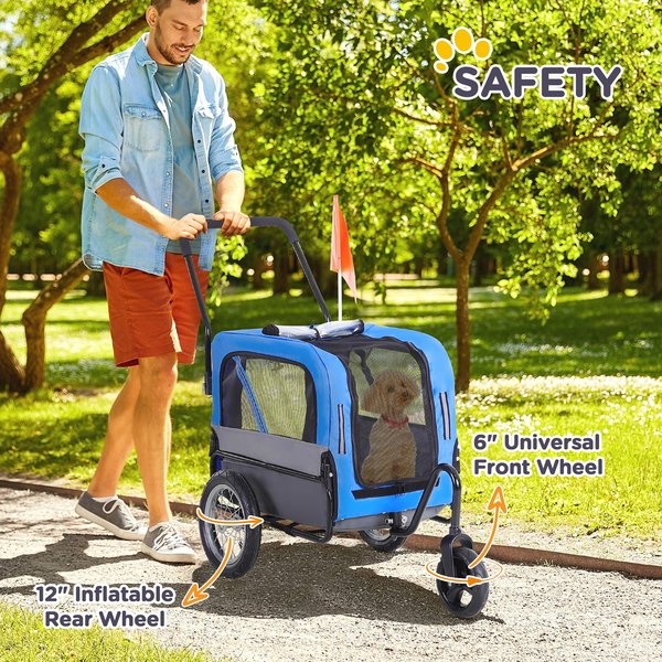 Aosom 2-in-1 Small Dog Bike Trailer & Stroller, Blue