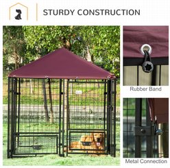 jansno Outdoor Canopy Rotating Bowl Holders Dog Kennel, Black & Red slide 2 of 7