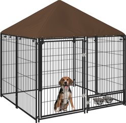 Cesicia Steel Dog Crate with Canopy, Black