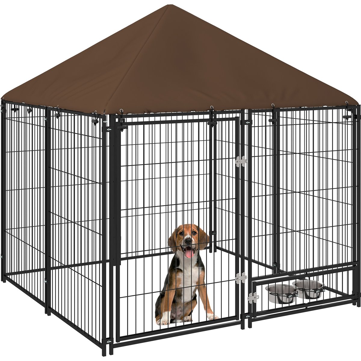 Cesicia Steel Dog Crate with Canopy, Black