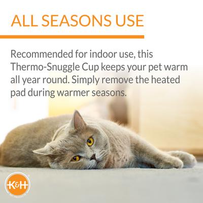 Show full view: K&H Pet Products Thermo-Snuggle Cup Bomber Heated Dog & Cat Bed, Chocolate slide 9 of 12
