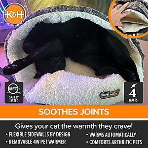 K&H Pet Products Thermo-Snuggle Cup Bomber Heated Dog & Cat Bed, Gray