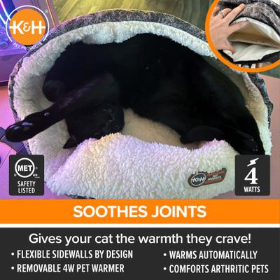 Show full view: K&H Pet Products Thermo-Snuggle Cup Bomber Heated Dog & Cat Bed, Gray slide 4 of 12