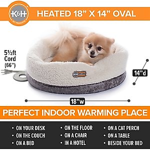 K&H Pet Products Thermo-Snuggle Cup Bomber Heated Dog & Cat Bed, Gray