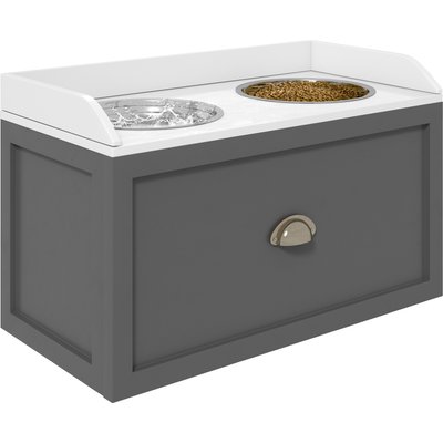 jansno jansno Elevated Dog Bowls with Storage, Raised Dog Bowl Stand, Grey, 25-L