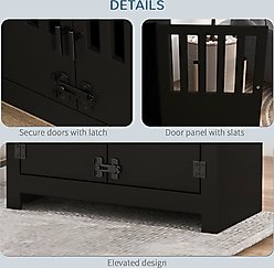 AOSTIRMOTOR PawHut Elevated Dog Bowl with Storage Cabinet, Black, 2-cup slide 2 of 7