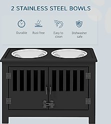 jansno Feeding Station Storage Cabinet with 2 Removable Elevated Dog Bowls, Black, 37-L slide 2 of 8