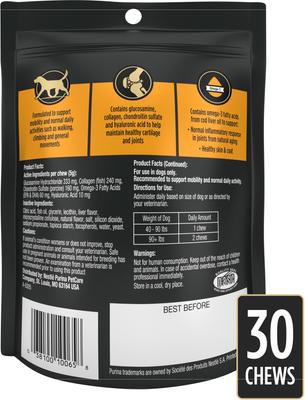Show full view: Purina Pro Plan Veterinary Diets Joint Supplement for Dogs, Hip & Joint Soft Chews for Large Dogs, 30 count slide 3 of 10